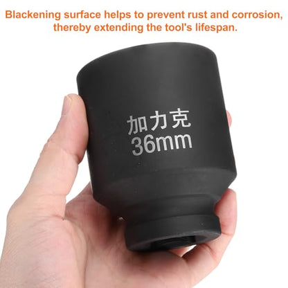 HARFINGTON 4 Point Square Socket 3/4" Drive by 36mm Metric Square Impact Socket 40CR Blackening Standard Wheel Sockets Pneumatic Socket Tool for Auto Repair Mechanical Maintenance Home Use - size: 36mm