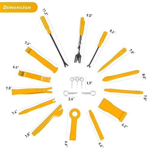 GOOACC 19Pcs Trim Removal Tool Set Panel Fastener Clips Removal Automotive Plastic Upholstery Pliers Removal Install Removal Car Tool with Storage Bag for Trim Panel Audio Clip Pliers Terminal-Yellow - color: Yellow