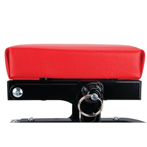 Performance Tool W85021 Folding C-Frame Creeper Rolling Work Seat with Tool Tray for Mechanic Garages and Workshops, Black/Red, 12.5-inch Height - style: C-Frame Seat (Folding)