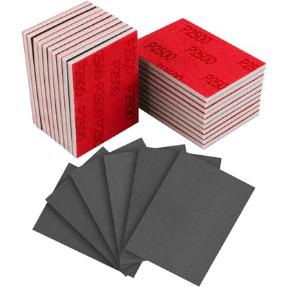 24Pcs Sanding Sponge 2500 Grit Wet Dry Soft Foam Hand Sander Block | 3x4 Inch Soft Foam Conforms to Curves and Edges, Hook and Loop Backing, Ideal for Wood Metal Furniture - size: 24pcs 2500 Grit, style: Aluminum