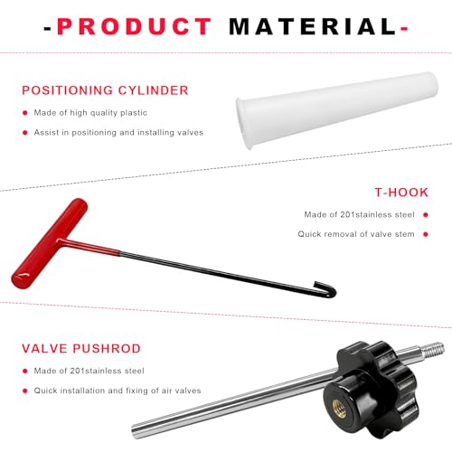 7 PCS Quick Change Tire Valve Tool Kit, Tire Valve Stem Core Quickly Replacement Tool for Replacing Leaky Valves, Stem Installer with 4 TR413 Valves for Car Truck Motorcycle