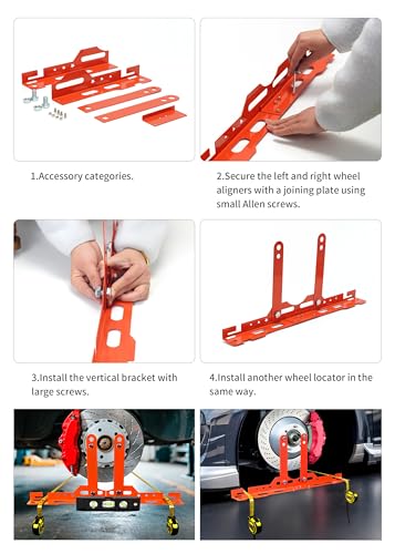 Wheel Alignment Tool Kit with 2 Measuring Tapes – Heavy Duty Toe Plates, Automotive Alignment Tools for Car, Truck, SUV – Camber Alignment Tool Alternative for Measuring Wheel Toe - color: Orange