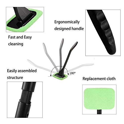 XINXIYAN Windshield Cleaner Tool Car Window Cleaner Inside Interior Windshield Cleaning Tool(Green-Rectangle)