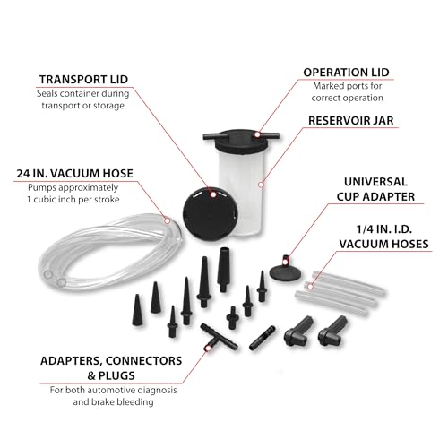 Performance Tool W87031 Vacuum Pump Kit For Vacuum and Pressure Tests, Perform Engine Performance Diagnostics, Brake Bleeding, Fluid Transfer and Evacuation - style: Vacuum Pump Kit (Tool Only)