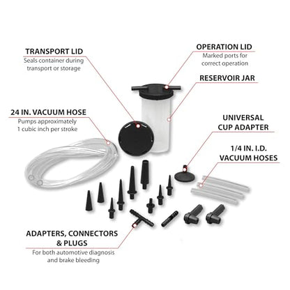 Performance Tool W87031 Vacuum Pump Kit For Vacuum and Pressure Tests, Perform Engine Performance Diagnostics, Brake Bleeding, Fluid Transfer and Evacuation - style: Vacuum Pump Kit (Tool Only)