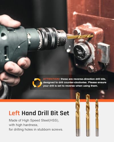 Kolvoii 39-Piece Easy Out Screw Extractor Set & Broken Bolt Extractor Kit | Left hand drill bit set and multi-spline extractors handle broken bolt removal, stripped screws and rounded fasteners - size: 39 PCS