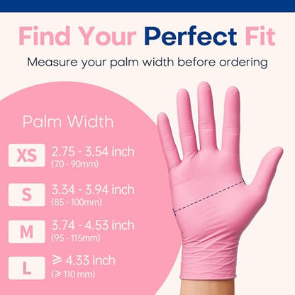 Supmedic Medical Nitrile Exam Gloves, 3.5 mil Powder-Free Food-Safe Disposable Glove for Cooking Cleaning Esthetician 100 Pcs - color: Medium (Rose Quartz)
