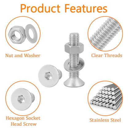 1273Pcs 410 Stainless Steel M2 M3 M4 M5 Screw Kit - 3D Printer Mini Screw, Allen Head/Flat Head/Countersunk Bolt/Screws, Metric Bolts Assortment, Silver Nuts and Bolts for Mechanical Hardware - size: M2/3/4/5-1273Pcs
