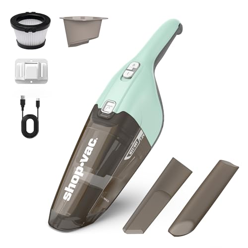 Shop-Vac Wet/Dry Handheld Vacuum Cordless, Wall-Mounted Hand Vac, Green - color: Green and Gray