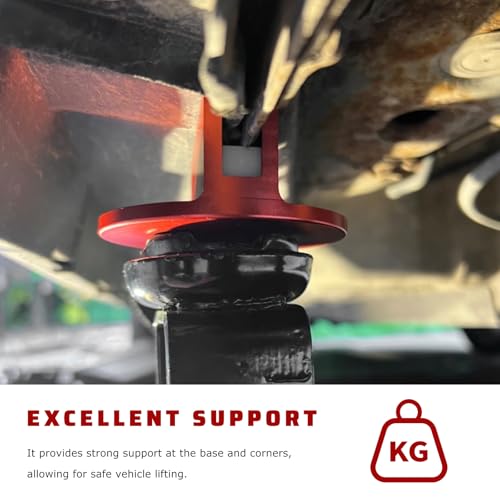 Universal Magnetic Jack Pad, 0.4" Slotted Aluminum Grooved Floor Jack Pad Tool Frame Rail Protector, Pinch Weld Jacking Puck Adapter with Large Slot for Most Vehicles (Red) - color: Red