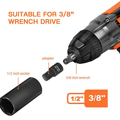 ARTIPOLY 1/2" Drive SAE Deep Impact Socket Set, 19 Piece Cr-V Steel Socket Set SAE Size 3/8" to 1-1/4", Includes Extension Bars, Universal Joint and Adapter, 6 Point Design, Meets ANSI Standards - style: 1/2" socket set SAE