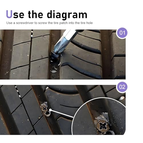 20 PCS Tire Repair Rubber Nail Kit, High-Hardness Rubber Puncture Repair Screws with Tool, Emergency Flat Tire Fix for Car Motorcycle Truck, Universal for Most Cars, Trucks, SUVs (Black) - size: 20 PCS