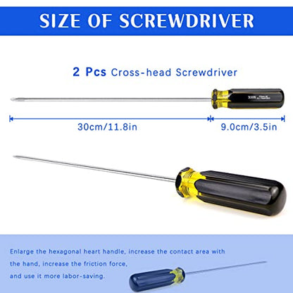 FERCAISH Slotted and Phillips Screwdriver, 2 PCS 15" Long Screwdriver Set - Cross-head Screwdriver, High Strength Magnetic Screwdriver (2P-1) - color: 2pcs-cross-head