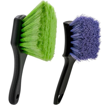 Wheel and Tire Brush Kit for Car Cleaning, Upgraded Bristles, Efficient | scratch-free | soft, dense wheel bristles and stiff efficient tire bristles | won't bend, splay, or lose shape