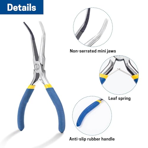 VISEMAN 6" Mini Needle Nose Pliers with Comfort Handles, Long Nose Pliers | for Handmade Craft, 45 Degree Bent - style: 45-Degree Bent