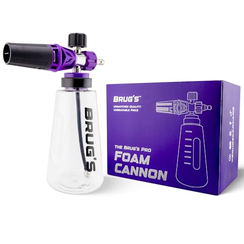 Brug's™ Pro Foam Cannon Clear Edition V2 - Professional Car Wash Foam Gun for Pressure Washer - Adjustable Spray Blaster, 1.1mm Orafice, Wide Neck Bottle, 1/4" Quick Connector - Snow Foam Cannon