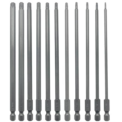 Sutekus 6" Long Torx Bit Set 11 Piece Torx Head Screwdriver Bit Set with 1/4 Inch Hex Shank S2 Steel Tamper Proof Star Design with Magnetic, T6-T40