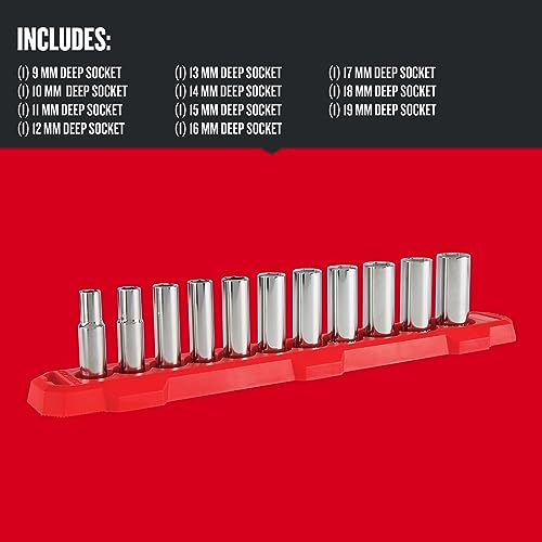 CRAFTSMAN Socket Set, Metric, 3/8" Drive, 6 Pt., 11Piece (CMMT12045) - size: 3/8" in, style: Metric