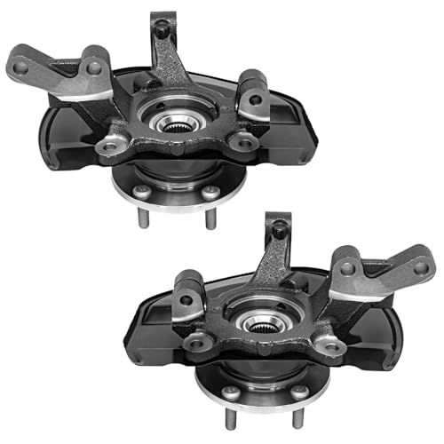 Detroit Axle - Front Steering Knuckles & Wheel Hub Bearings + Brake Calipers w/Bracket Kit Replacement for Jeep Patriot Compass Dodge Caliber - size: 4BU48612/Kit