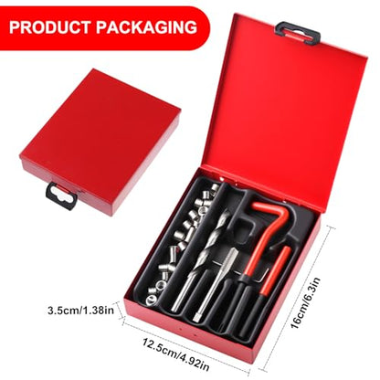 Helicoil Metric Thread Repair Insert Kit, M8x1.25mm Rethreading | Thread Repair kit with HSS Drill Bits, Rethreading Inserts Tool Set for Damaged Thread Repairing with Carry Case