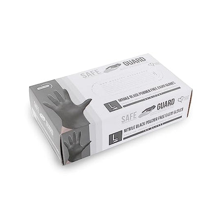 Safeguard, Nitrile Disposable Gloves, Powder Free, Latex Free, Box of 100 Gloves, Size Large, Black,100 Count(Pack of 1) - color: Black, size: Large (100 Count)