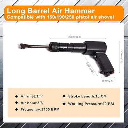 Air Hammer with 29-Piece Tool Plus Set Multifunctional Pneumatic Hammer Kit with Quick Change Retainer, Carrying Case, Anti Vibration Piece Chisel Set, 2500 BPM - color: Dark Gray