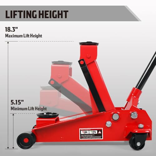 Jack Boss Floor Jack 3 Ton Capacity Fast Lift Service Jack Steel Heavy Duty Hydraulic Car Jack and Jack Stands Low Profile 2 Ton(4400 LBs) Lifting Car Stand, Fit Use for Cars Automotive Seda