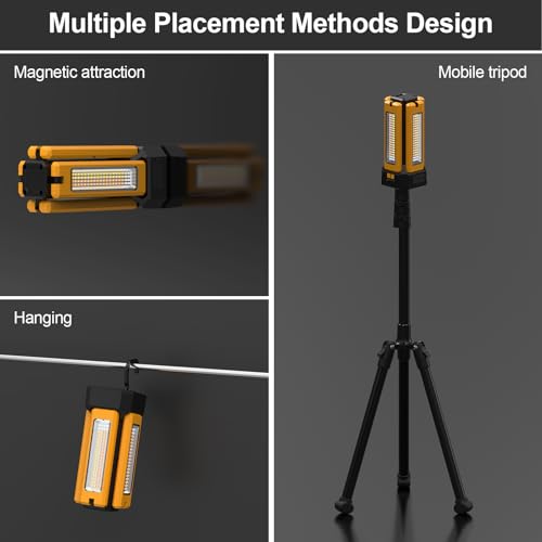 iodoo 13200mAh Rechargeable Solar Work Light, IPX4 Waterproof with Folding Stand Support and Portable Carrying Bag, 8000 Lumen Stepless Dimmable, 4 Lighting Modes, White/Warm/Warm White (Remote) - size: Orange(Remote)