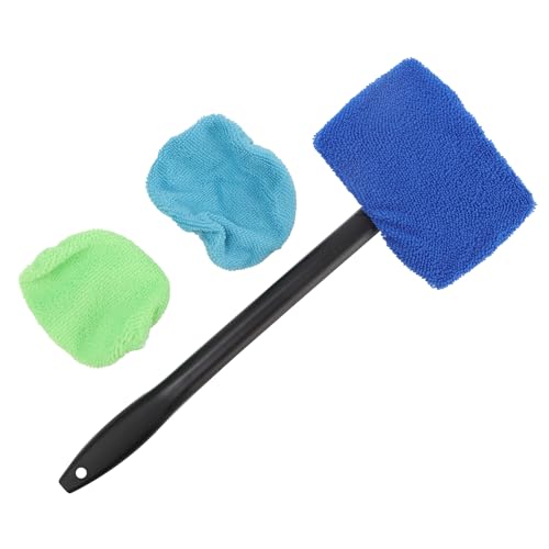 Car Windshield Cleaning Tool Windshield Cleaning Wand Auto Window Cleaner,3 Pieces Auto Glass Wiper Cleaning Kit with Reusable Cloth Pads for Car Interior,Car Accessories