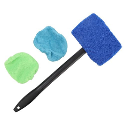 Car Windshield Cleaning Tool Windshield Cleaning Wand Auto Window Cleaner,3 Pieces Auto Glass Wiper Cleaning Kit with Reusable Cloth Pads for Car Interior,Car Accessories