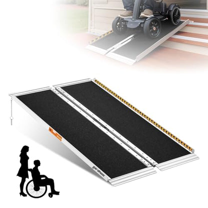 Wheelchair Ramp 4FT, gardhom 800 Lbs Aluminum Portable Folding Handicap Ramp Wheel Chair Ramp for Home Steps Threshold Doorways Stairs Curbs Scooter - size: 4 Foot (Pack of 1)
