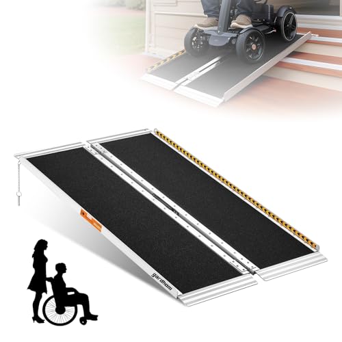 Wheelchair Ramp 4FT, gardhom 800 Lbs Aluminum Portable Folding Handicap Ramp Wheel Chair Ramp for Home Steps Threshold Doorways Stairs Curbs Scooter - size: 4 Foot (Pack of 1)