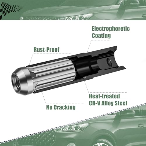 7 Spline Lug Nuts Key Socket, 1/2 Inch Drive Impact Square Tool - Quickly Remove M14x1.5, M14x2.0 and 9/16 Wheel Lug Nuts | 1 Pc (Black) - size: 7 Spline Socket