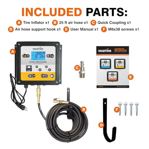 Martins Automatic Tire Inflator/Deflator – 4 Tire Inflation System | Digital Pressure Control | Simultaneous Inflation for Shop & Fleet Use - size: Automatic High Pressure