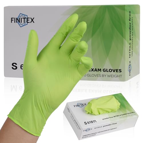 FINITEX Nitrile Disposable Gloves - Green 3.5mil 100/1000PCS Powder-Free Latex-Free Medical & Food Use - color: Green (Small 100)
