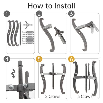 ChgImposs Multifunction Standard Carbon Steel 2 Jaw / 3 Jaw Bearing Puller with 4 Single Hole Claw Pullers for Car/Mechanical Repairing (16 Inch) - size: 16 Inch
