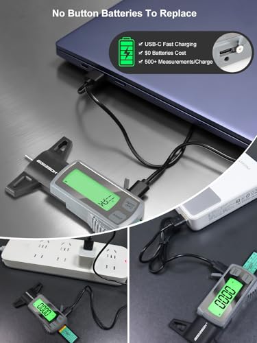 GODESON Tire Tread Depth Gauge,Rechargeable Digital Tire Depth Gauge - USB-C,3-Unit Switch (mm/Decimal/Fraction Inch), Backlit LCD Display, Auto Power Off, 0-32NDS for Car/SUV/Truck Wear Measurement