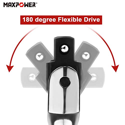 MAXPOWER Heavy Duty 3/4 Drive Breaker Bar 24-inch | Flex Handle for Loosen Nuts and Bolts, Full-polish Chrome Finish - size: 24"