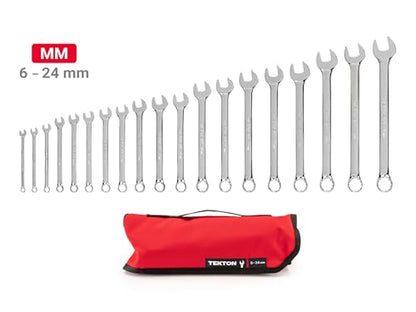 TEKTON Combination Wrench Set with Roll, 19-Piece (6-24 mm) | WCB94202 - size: 19-pc. (6-24 mm), style: Roll