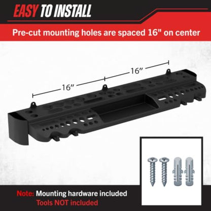 Hand Tool Organizer – Wall Mount Screwdriver Holder with 61 Holes, 4 Hooks and 2 Compartments, Utility Shelf Pliers Rack and Tools Storage Rack Organizer for Garage, Workshop, Shed, Home by Stalwart