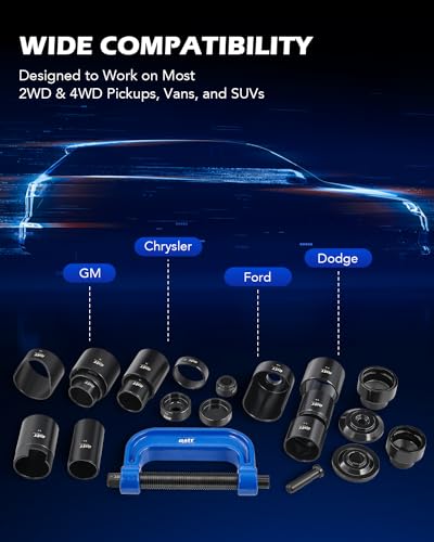 Orion Motor Tech Master Ball Joint Press Kit, 23pc Ball Joint Press & U Joint Removal Kit with Sockets and Universal Adapters, Heavy Duty Ball Joint Tool Set - color: Blue C-Frame with Blue Case