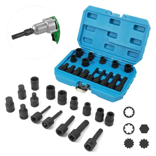 Brake Caliper Socket Set 16 Specifications Brake Caliper Removal Tool Kit High Torque 1/2" Square Drive Socket Wrench Brake Caliper Special Socket Set Compatible with BMW/Audi/Ford/Volkswagen