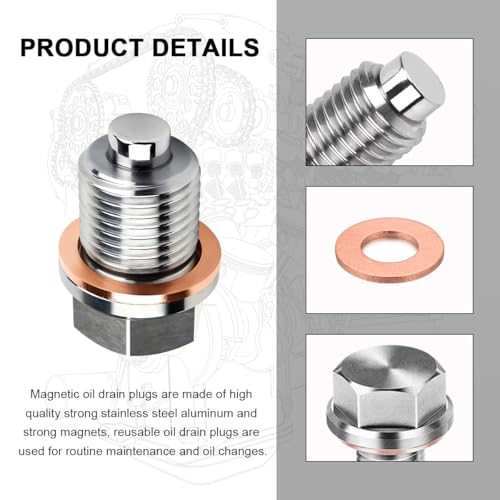 Wevdn Magnetic Oil Drain Plug, Aluminum M16×1.5 Sump Drain Nut Bolt with 5 PCS Copper Crush Washer, Universal Oil Drain Plug Replacement for Most Cars Motorcycles, Car Accessories - color: M16×1.5