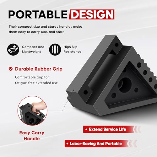 4 Pcs Black Wheel Chock Heavy Duty Solid Rubber, RV Wheel Chock Trailer Wheel Chocks, Durable Tire Chocks Premium Wheel Stopper for Car, Truck, Travel, Trailers, RV, ATV, 8" x 4" x 6"