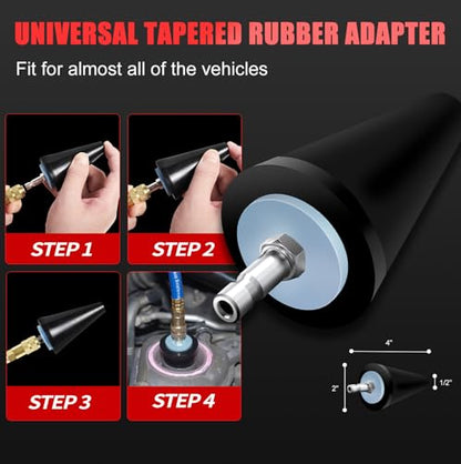 JIFETOR Radiator Coolant Refill Cooling System Vacuum Purge Tool Kit Red | Universal Automotive Water Tank Pneumatic Vacuum Antifreeze Change Filler Set Tapered Adapter Case Hose for Car Van SUV Truck - color: Red Case