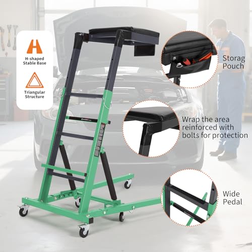 Top Automotive Creeper,Engine Topside Creeper with Adjustable Height 49.21 in to 68.89 in, 400 LBS Capacity High Topside Creeper,6 Swivel Caster Wheels, Heavy Duty Foldable Garage Creepers for Auto | 400 LBS Capacity High Mechanic Creeper, 6 Swivel Caster
