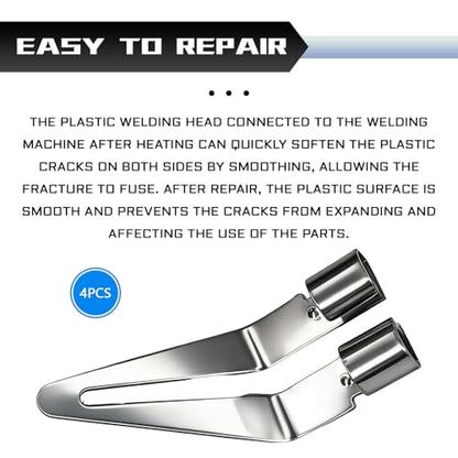 4PCS Plastic Welding Tips for Heat Guns, Stainless Steel Plastics Welder Smoothing Tip with 45° Elbow, Convenient and Compact, Plastic Welding Kit for Car Bumper Repair Kayaks, Car Accessories