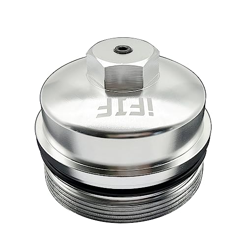 iFJF EC781 Oil Filter Cap Aluminum Silver Replacement for Ford 6.0L 6.4L | for F250-F550 6.4L, Seamless Seamless-System Integration, 3K-5K Mile Routine Maintenance Ready, Fast Back-on-the-Road Setup - color: Silver Aluminum