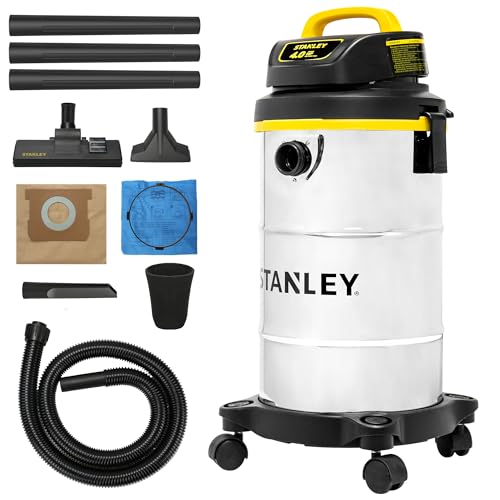 STANLEY Wet Dry Vacuum 5 Gallon with 4 HP Powerful Motor Suction,Stainless Steel Shop Vacuum Portable Wet Dry Vac for Jobsite, Workshop, Garage, Basement SL18130 - size: 5 Gallon(SL18130)