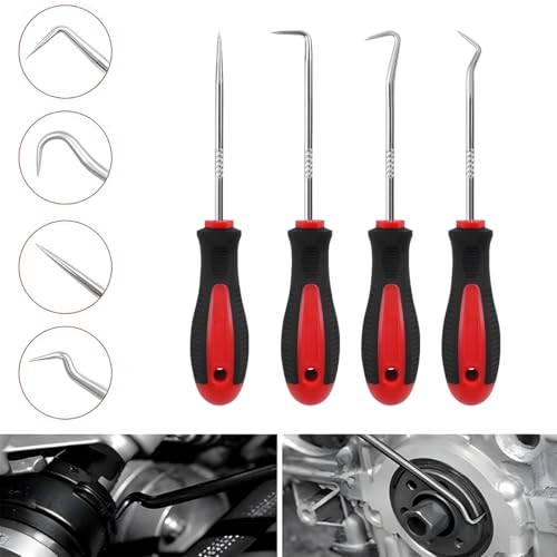 Zpana 4PCS Car Precision Hook and Pick Set, O Ring Vehicle Oil Seal Gasket Pick with Ergonomic Handle, Automotive Mechanic Hooks Puller Remover Tool, Universal for Automobile RV Truck (Style B) - size: StyleB